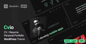Cvio 3.3.5 – Thiết kế portfolio hiện đại, sáng tạo với hiệu ứng mượt mà, tối ưu SEO, hỗ trợ dark mode và hiển thị hoàn hảo trên mọi thiết bị
