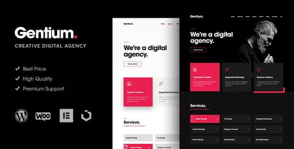 Gentium 1.2.3 – Tạo website agency ấn tượng với giao diện đẹp mắt, tối ưu hiệu suất & dễ dàng trình bày dự án sáng tạo