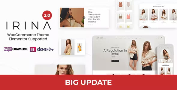 Với IRINA Theme – Elementor WooCommerce Theme 2.0.8, bạn có thể dễ dàng tạo ra một cửa hàng trực tuyến đẹp mắt và hoàn hảo, tích hợp các tính năng mạnh mẽ để thu hút khách hàng và thúc đẩy doanh số