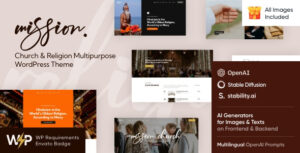 Mission là công cụ hoàn hảo để xây dựng một trang web tôn giáo, giúp bạn chia sẻ giáo lý, sự kiện và thông điệp tôn thờ với cộng đồng. Đưa nhà thờ của bạn đến gần hơn với mọi người