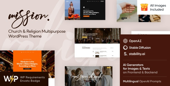 Mission là công cụ hoàn hảo để xây dựng một trang web tôn giáo, giúp bạn chia sẻ giáo lý, sự kiện và thông điệp tôn thờ với cộng đồng. Đưa nhà thờ của bạn đến gần hơn với mọi người