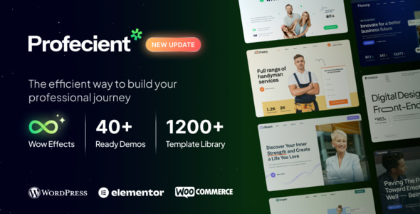 Với Profecient Theme 1.1.2, bạn có thể xây dựng một website doanh nghiệp mạnh mẽ và đầy sáng tạo, tối ưu hóa trải nghiệm người dùng và quản lý các dịch vụ, sản phẩm một cách dễ dàng và chuyên nghiệp thông qua tính năng WooCommerce tích hợp